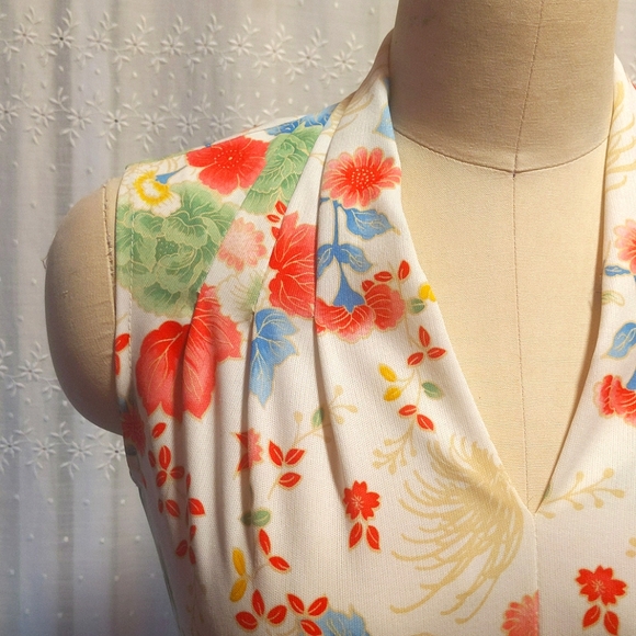 Vintage Sears Midi length white/Floral Dress fit and flare Size 8 petite - Picture 3 of 9